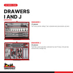 Teng Tools TKS26R1033T 1033 piece 26in red Mega Master tool kit, drawers I and J