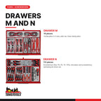 Teng Tools TKS26R1033T 1033 piece 26in red Mega Master tool kit, drawers M and N