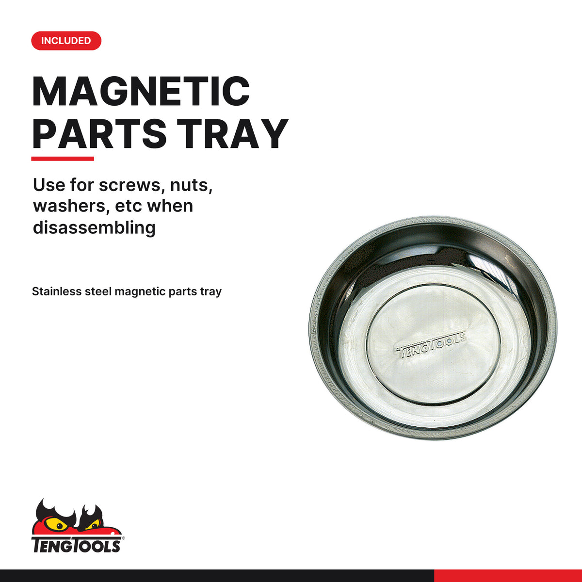 Teng Tools TKS26R1033T 1033 piece 26in red Mega Master tool kit, stainless steel magnetic parts tray
