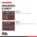 Teng Tools TKS26R418F 418 piece 26in red tool chest and roller cabinet kit, drawers E and F