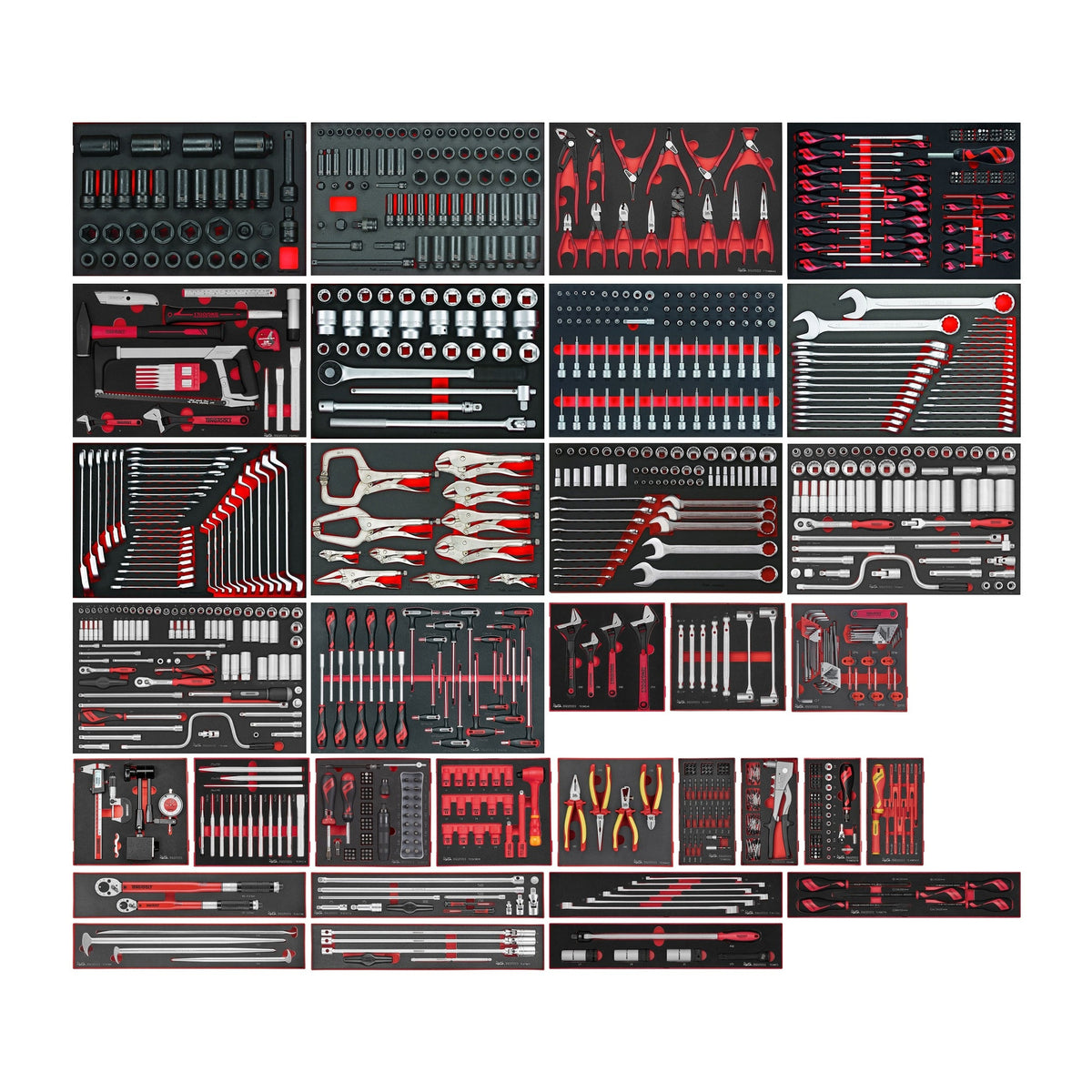 Teng Tools TKS531133F-TOOLS 1133 piece tool set in 33 EVA foam inserts, on a white background