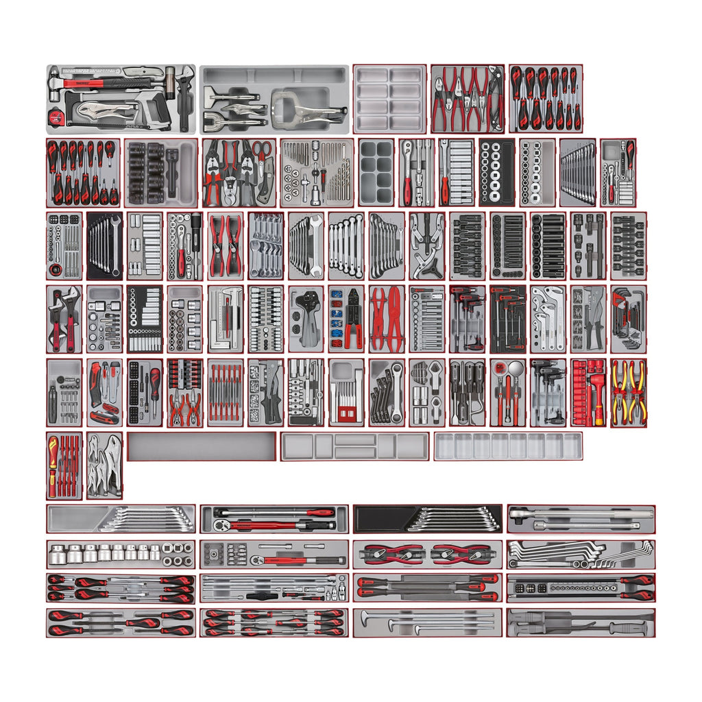 Teng Tools TKS531295T-TOOLS 1286 piece tool set in 82 trays, no cabinet, on a white background