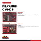 Teng Tools TKS53R1133F 1133 piece 53in red tool chest and cabinet kit, drawers O and P
