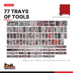 Teng Tools TKS53R1295T 1295 piece 53in red tool chest and cabinet kit, every tray in the kit at true size