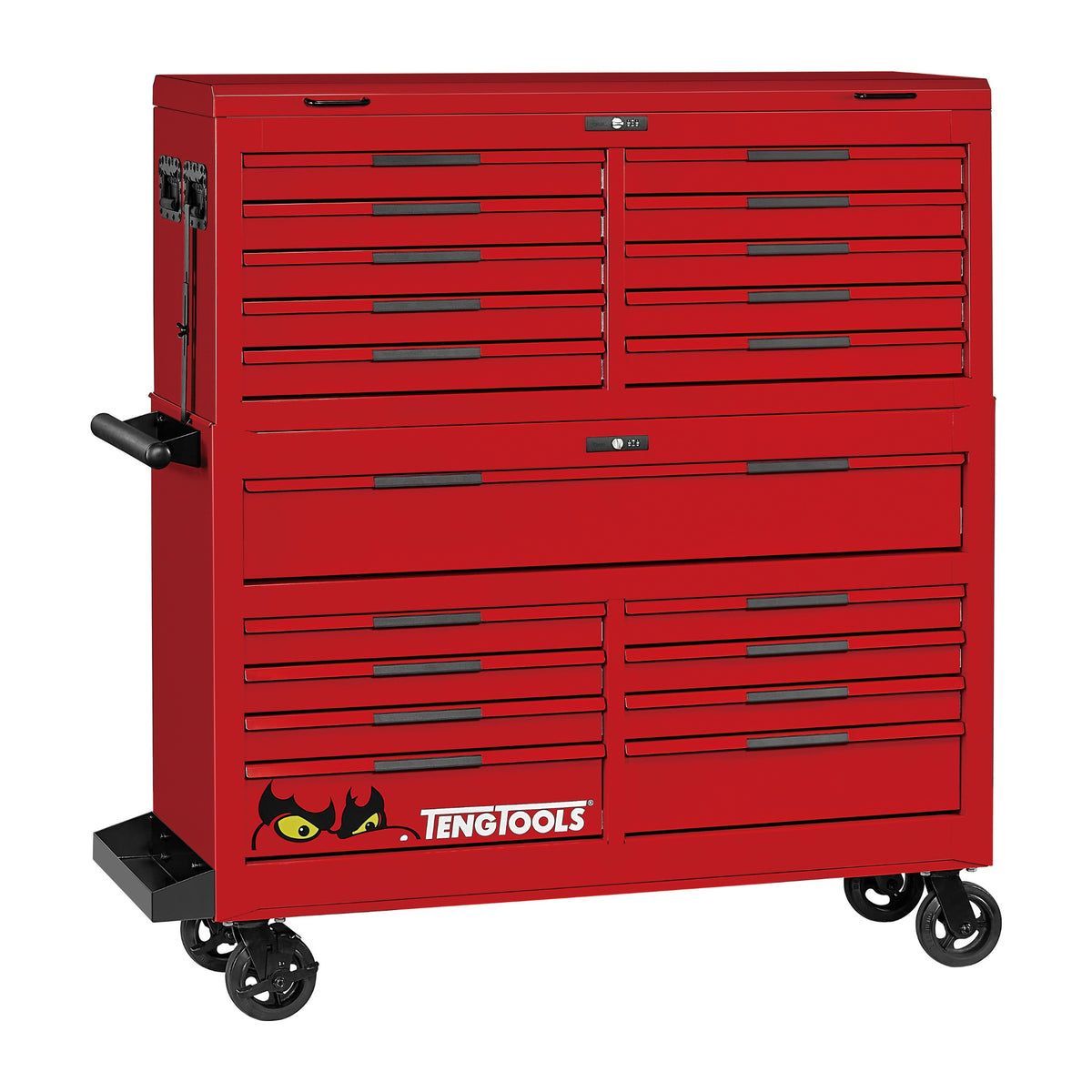 Teng Tools TKS53R1295T 1295 piece 53in red tool chest and cabinet kit, on a white background