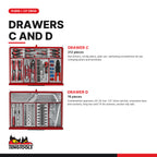 Teng Tools TKW26R516T 516 piece 26in red roller cabinet tool kit, drawers C and D