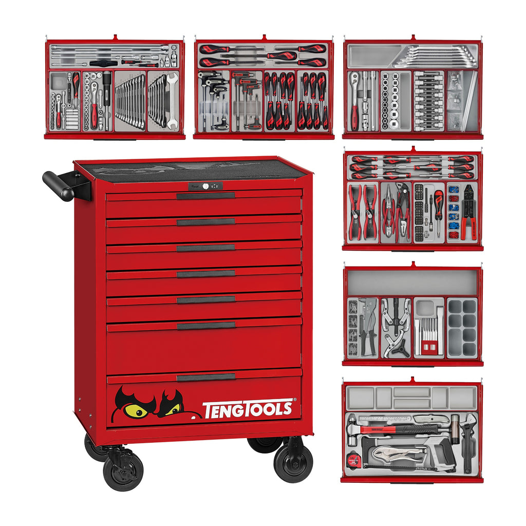 Teng Tools TKW26R516T 516 piece 26in red roller cabinet tool kit, on a white background