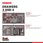Teng Tools TKW37B1008T 1008 piece 37in black roller cabinet tool kit, drawers 3 and 4