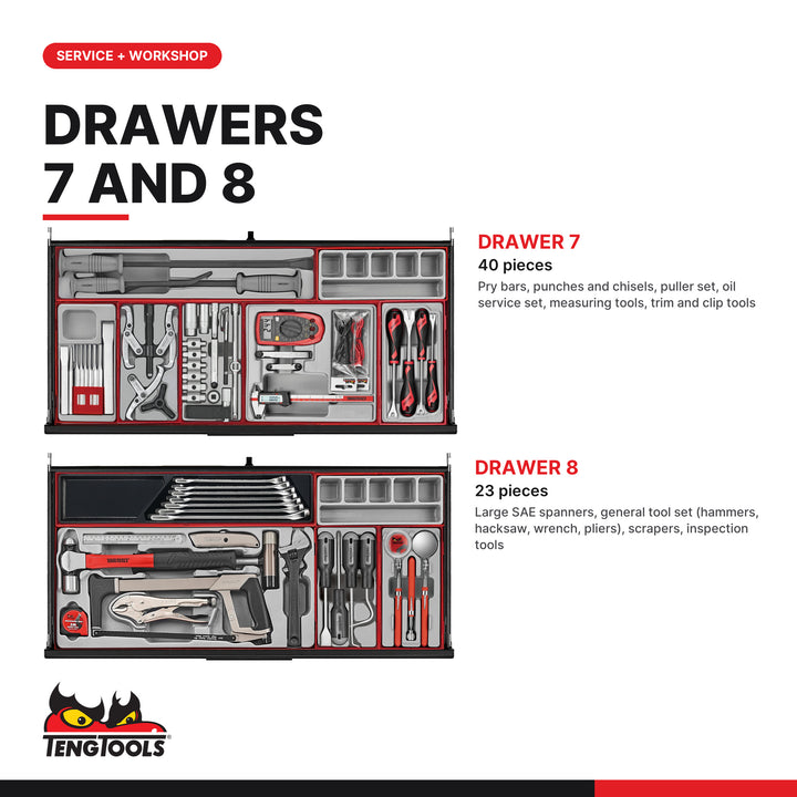 Roller cabinet workstation tool drawers 7 and 8