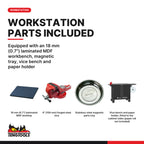 Teng Tools TKW37B1008T 1008 piece 37in black roller cabinet tool kit, worktop, vice, vice bench, paper holder, magnetic tray