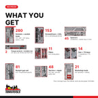 Teng Tools TKW37R663T 663 piece 37in red roller cabinet tool kit, what you get: tools by type