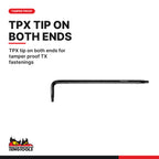 Teng Tools chrome molybdenum TPX key, TPX8 to TPX40, TPX tip on both ends for tamper proof TX fastenings