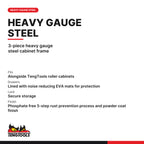 Teng Tools TSC15R7-US 15 PRO35™ Side Cabinet 7 Drawers Red, 3-piece heavy gauge steel cabinet frame
