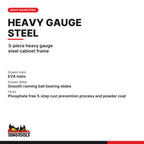 Teng Tools TSW26B9-US 26 PRO35™ Roller Cabinet 9 Drawers Black, 3-piece heavy gauge steel cabinet frame