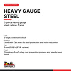 Teng Tools TSW26R4L 26 Inch PRO35 4 Drawer Low Roller Tool Cabinet, 3-piece heavy gauge steel cabinet frame