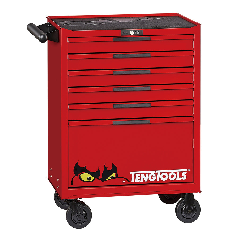 Teng Tools TSW26R6 26 Inch Wide 6 Drawer PRO35 Heavy Duty Red Roller on a white background