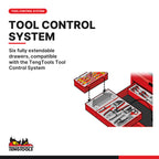 Teng Tools TSW26R6L-US 26 PRO35™ Low Roller Cabinet 6 Drawers Red, six fully extendable drawers, compatible with the