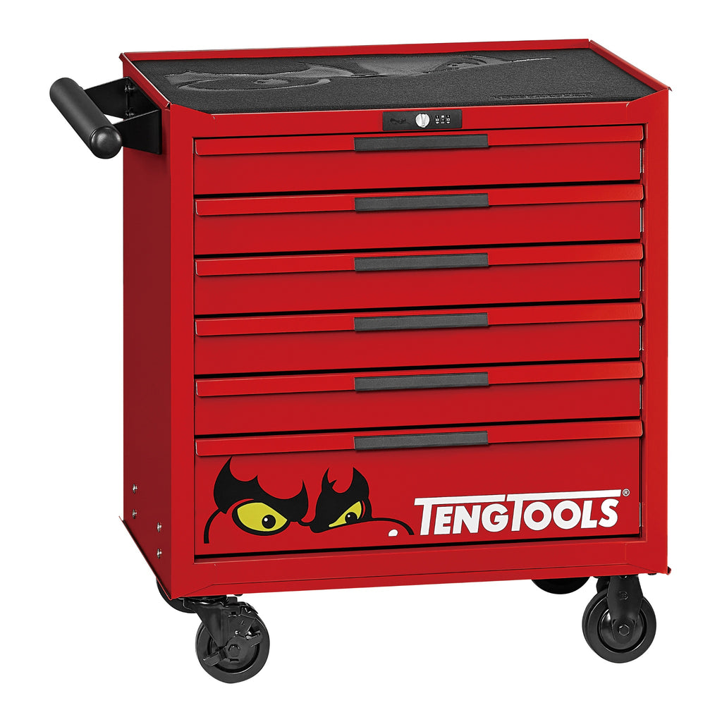 Teng Tools TSW26R6L-US 26 PRO35™ Low Roller Cabinet 6 Drawers Red on a white background