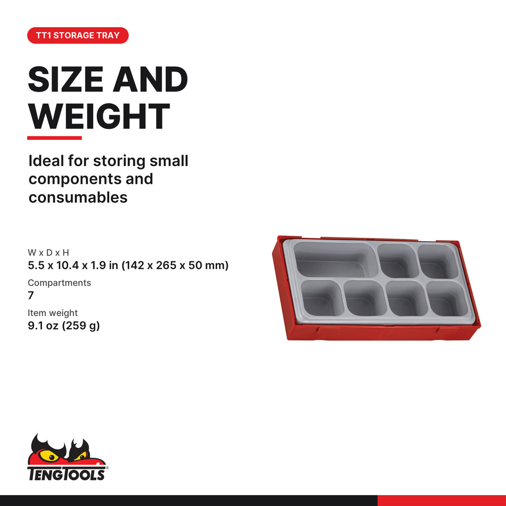 Teng Tools TT01 TT1 7 Compartment Storage Tray, ideal for storing small components and consumables