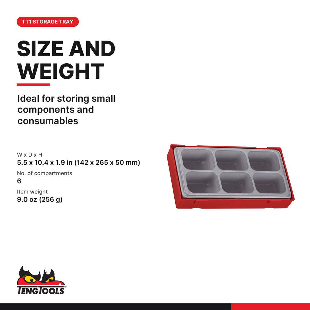 Teng Tools TT04 TT1 Storage Tray with 6 Compartments, ideal for storing small components and consumables