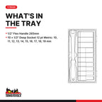 Teng Tools TT1211 1/2" Deep Socket Set 12 pt TT1 11 Pieces, what's in the tray