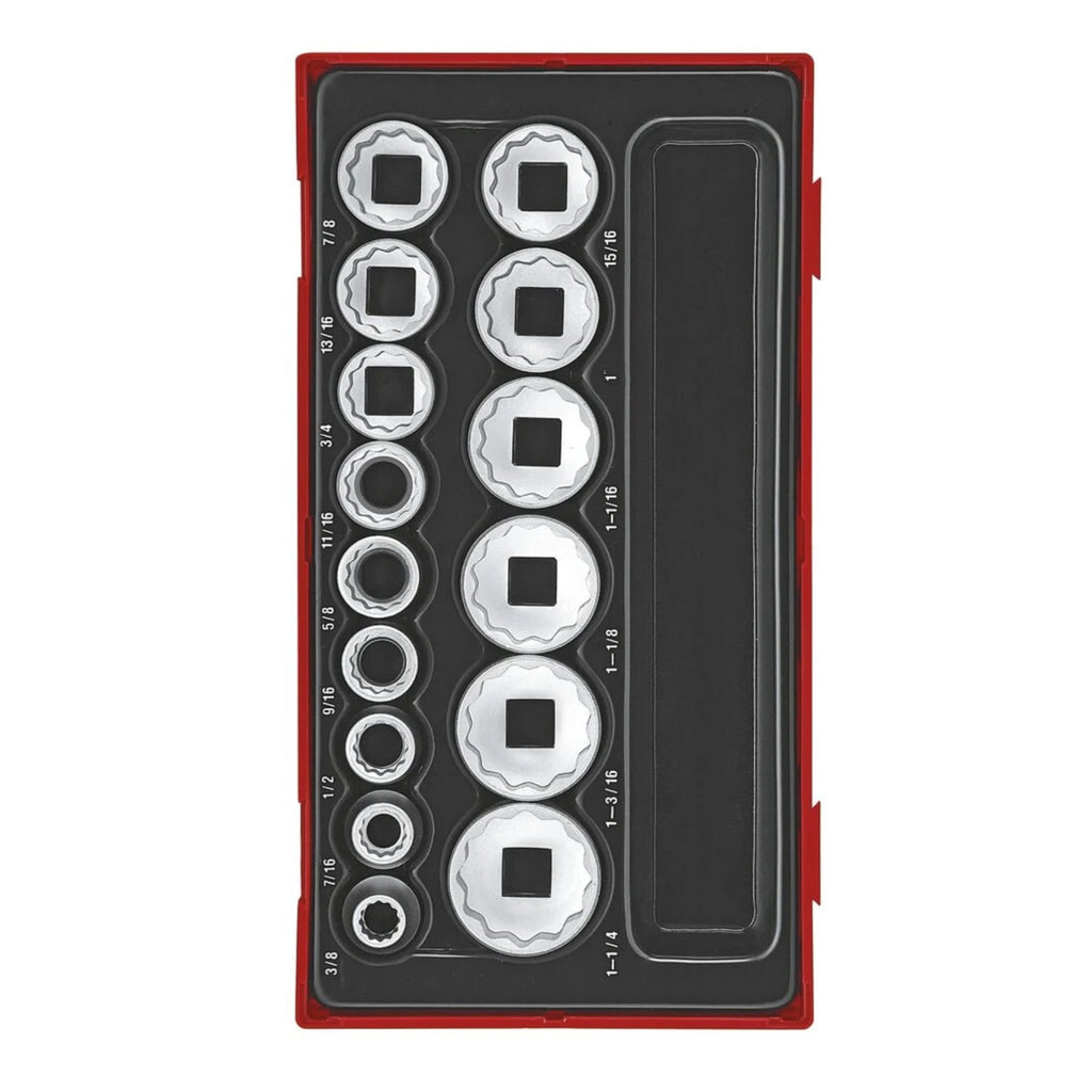 Teng Tools TT1215AF 1/2" Socket Set 12 pt AF TT1 15 Pieces on a white background