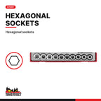 Teng Tools TT1218-6 1/2" Socket Set 6 pt TT1 17 Pieces, hexagonal sockets