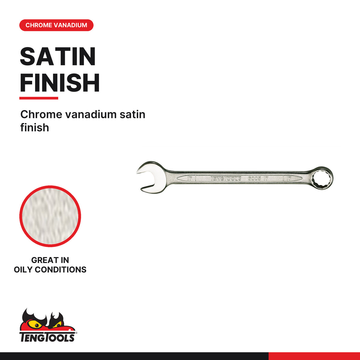 Teng Tools TT1236 12 piece metric combination spanner set 8-19 mm in a TT1 tray, chrome vanadium with a satin finish