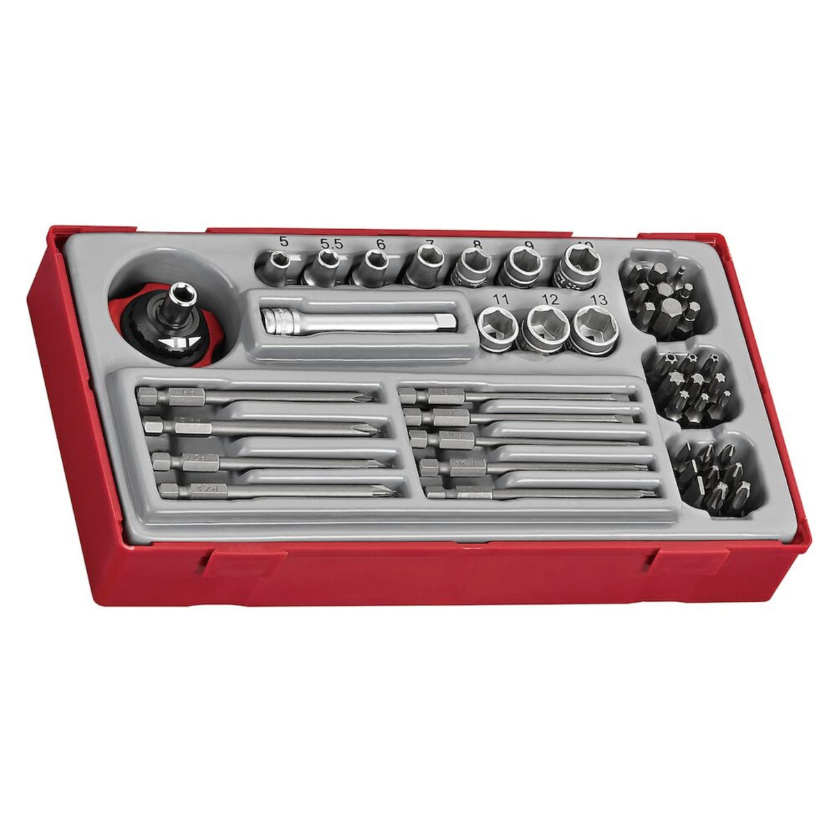 Teng Tools TT1448 48 Piece 1/4 Inch Drive 6 Point Shallow Socket & Bit on a white background