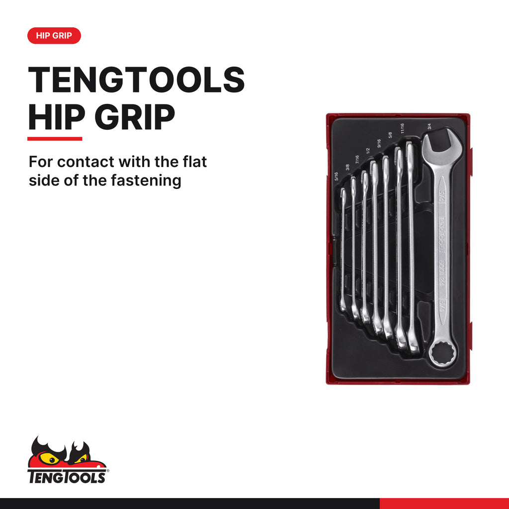 Teng Tools TT3592 Combination Spanner Set AF TT1 8 Pieces, for contact with the flat side of the fastening