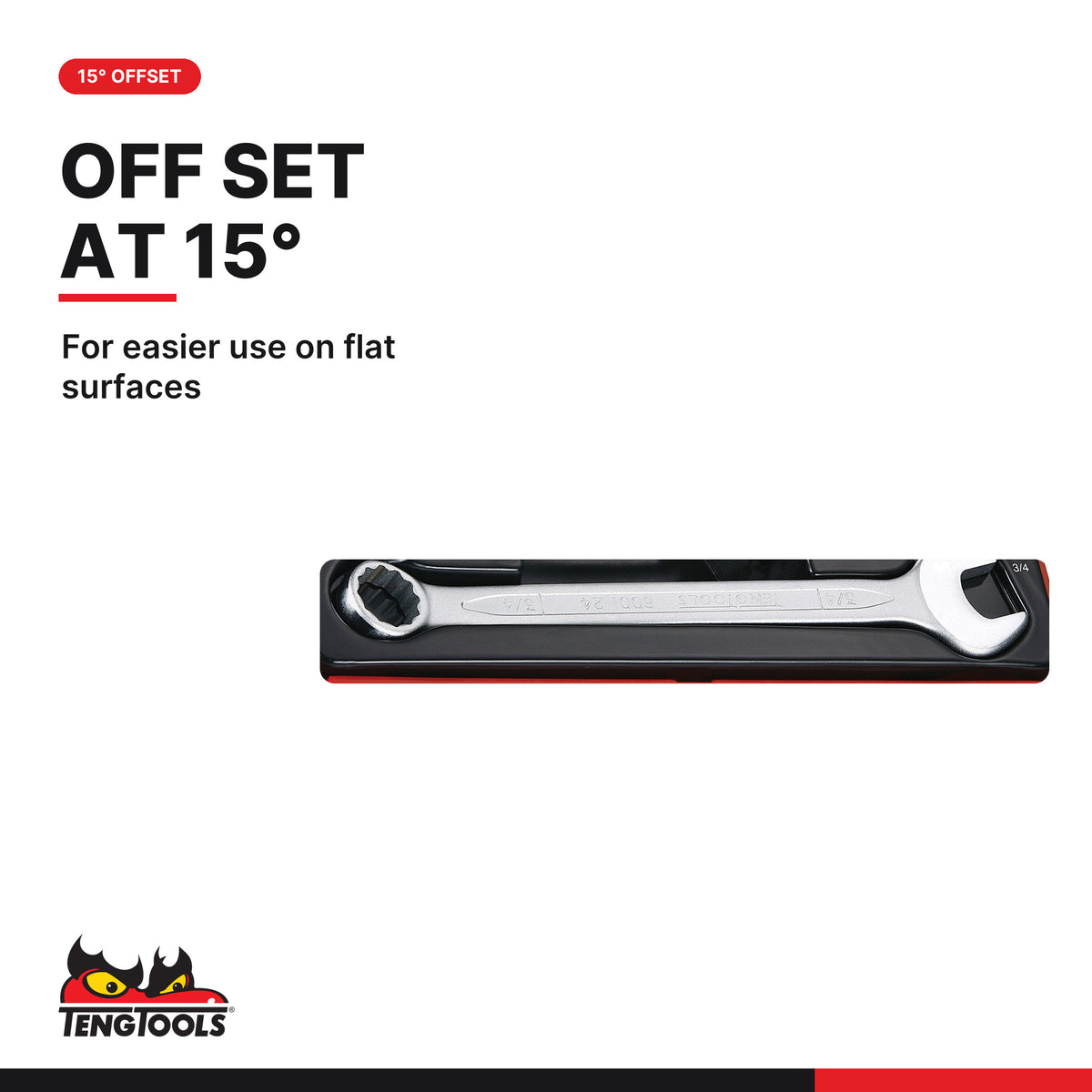 Teng Tools TT3592 Combination Spanner Set AF TT1 8 Pieces, for easier use on flat surfaces