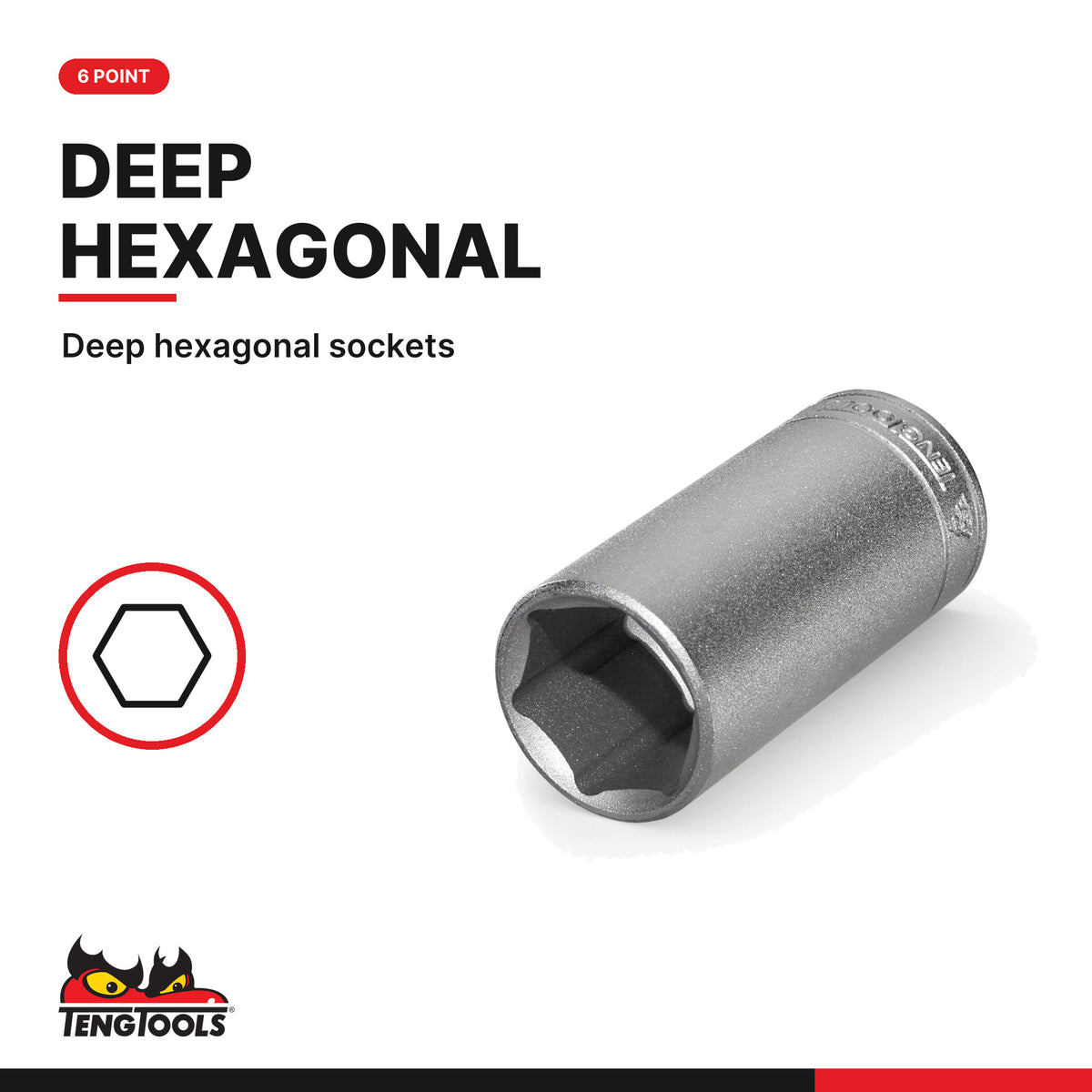 Teng Tools TT3816 3/8" Socket Set 6 pt TT1 16 Pieces, deep hexagonal sockets