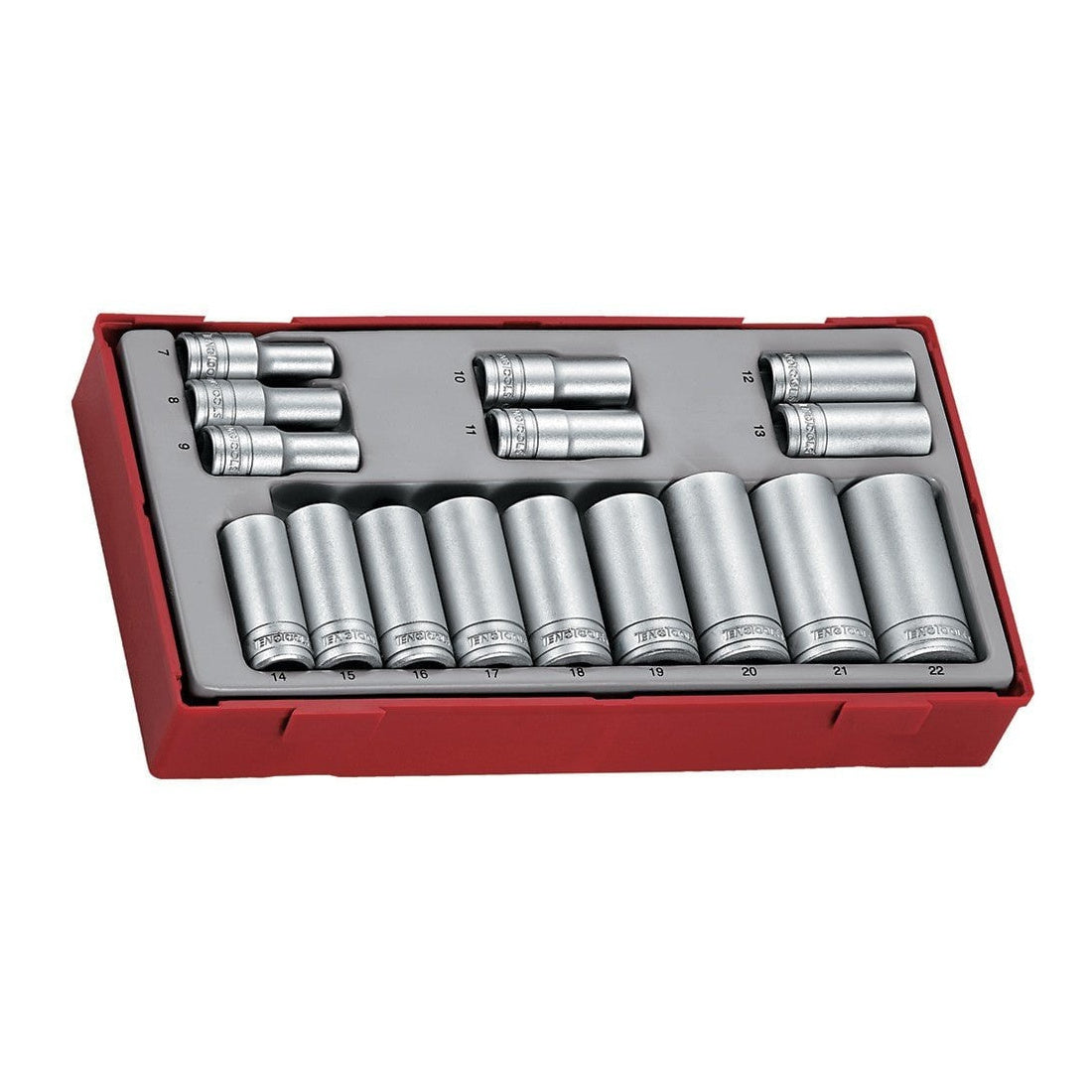 Teng Tools TT381612 3/8" Socket Set 12 pt TT1 16 Pieces on a white background