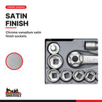 Teng Tools TT3819 3/8" Socket Set 6 pt TT1 19 Pieces, chrome vanadium satin finish sockets