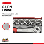 Teng Tools TT381912 3/8" Socket Set 12 pt TT1 19 Pieces, chrome vanadium satin finish sockets