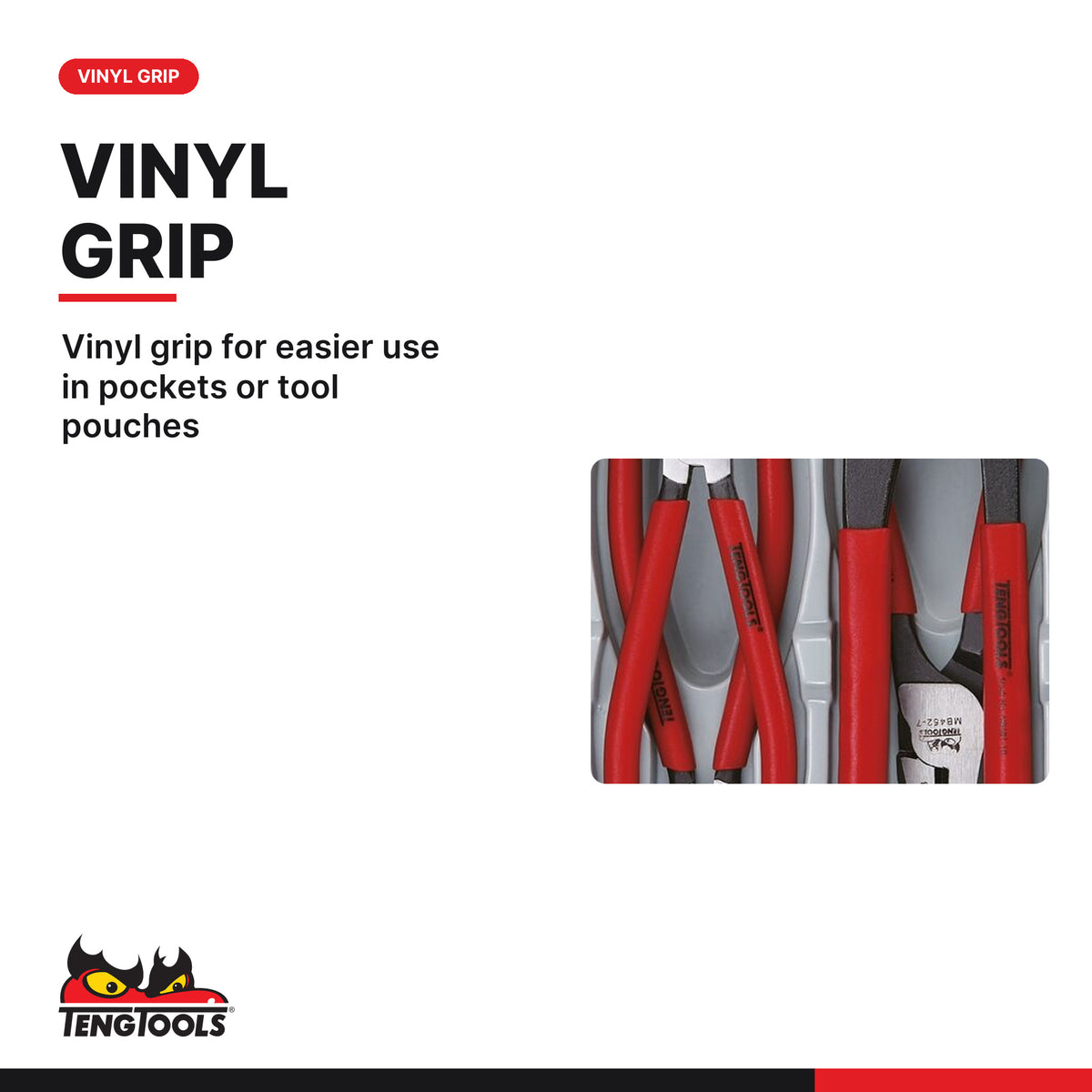 Teng Tools TT440 Plier Set Vinyl Grip TT1 4 Pieces, vinyl grip for easier use in pockets or tool pouches