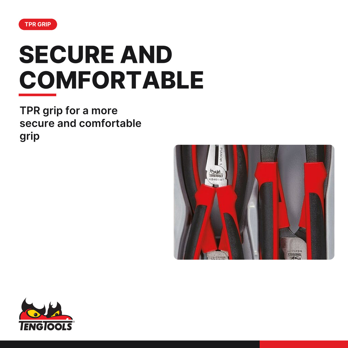 Teng Tools TT440-T Plier Set TPR Grip TT1 4 Pieces, tpr grip for a more secure and comfortable grip