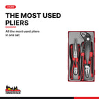 Teng Tools TT440-TQ Plier Set TPR Grip Q TT1 4 Pieces, all the most used pliers in one set