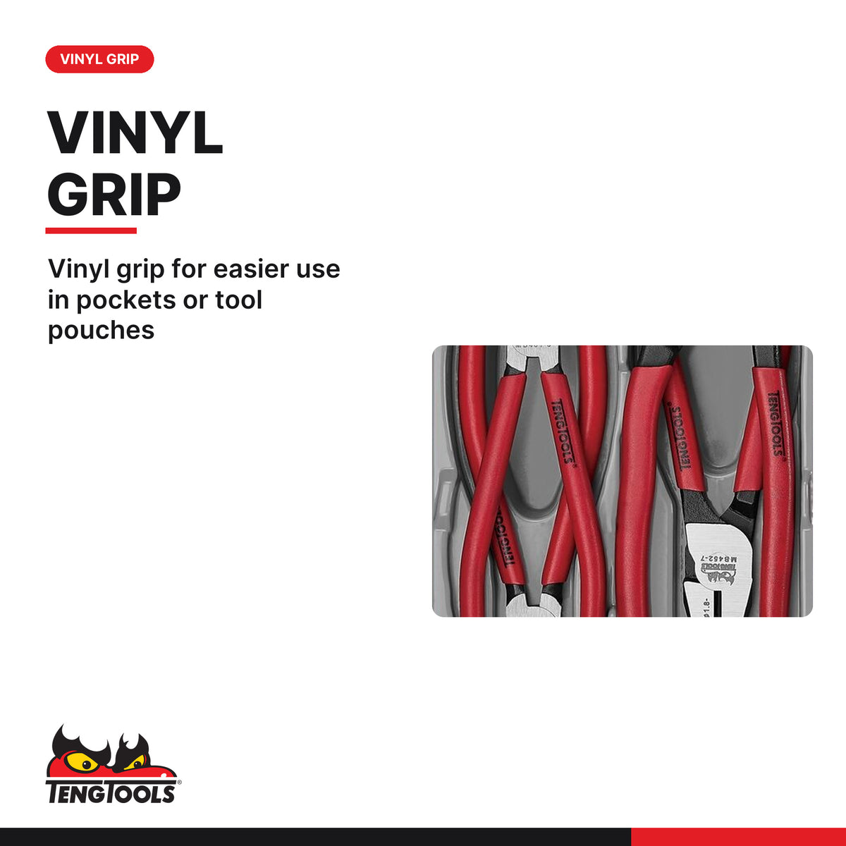 Teng Tools TT440Q Plier Set Vinyl Grip Q TT1 4 Pieces, vinyl grip for easier use in pockets or tool pouches