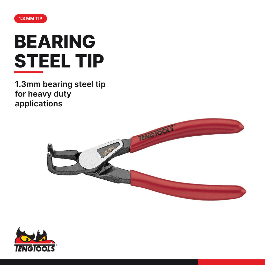 Teng Tools TT474-5E Circlip Plier Set PRO 12-25 mm TT1 4 Pieces, 1.3mm bearing steel tip for heavy duty applications