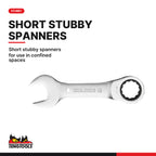 Teng Tools TT6010MRS Stubby Ratcheting Combination Spanner Set TT1 10 Pieces, short stubby spanners for use in confined space