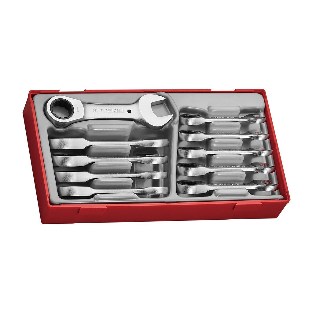 Teng Tools TT6010MRS Stubby Ratcheting Combination Spanner Set TT1 10 Pieces on a white background