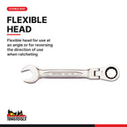 Teng Tools TT6508RF Ratcheting Combination Spanner Set RF TT1 8 Pieces, flexible head for use at an angle or for reversing th