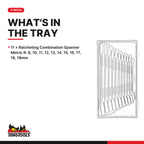 Teng Tools TT6511R Ratcheting Combination Spanner Set R TT1 11 Pieces, what's in the tray