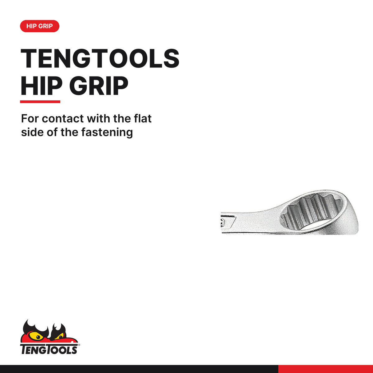 Teng Tools TT8012 Combination Spanner Set Anti Slip TT1 12 Pieces, for contact with the flat side of the fastening