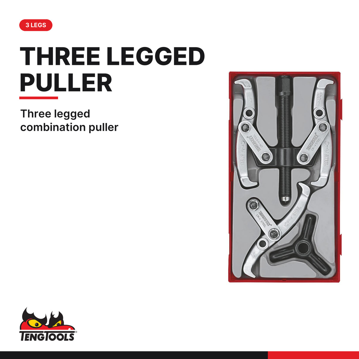 Teng Tools TT804 Puller Set TT1 4 Pieces, three legged combination puller