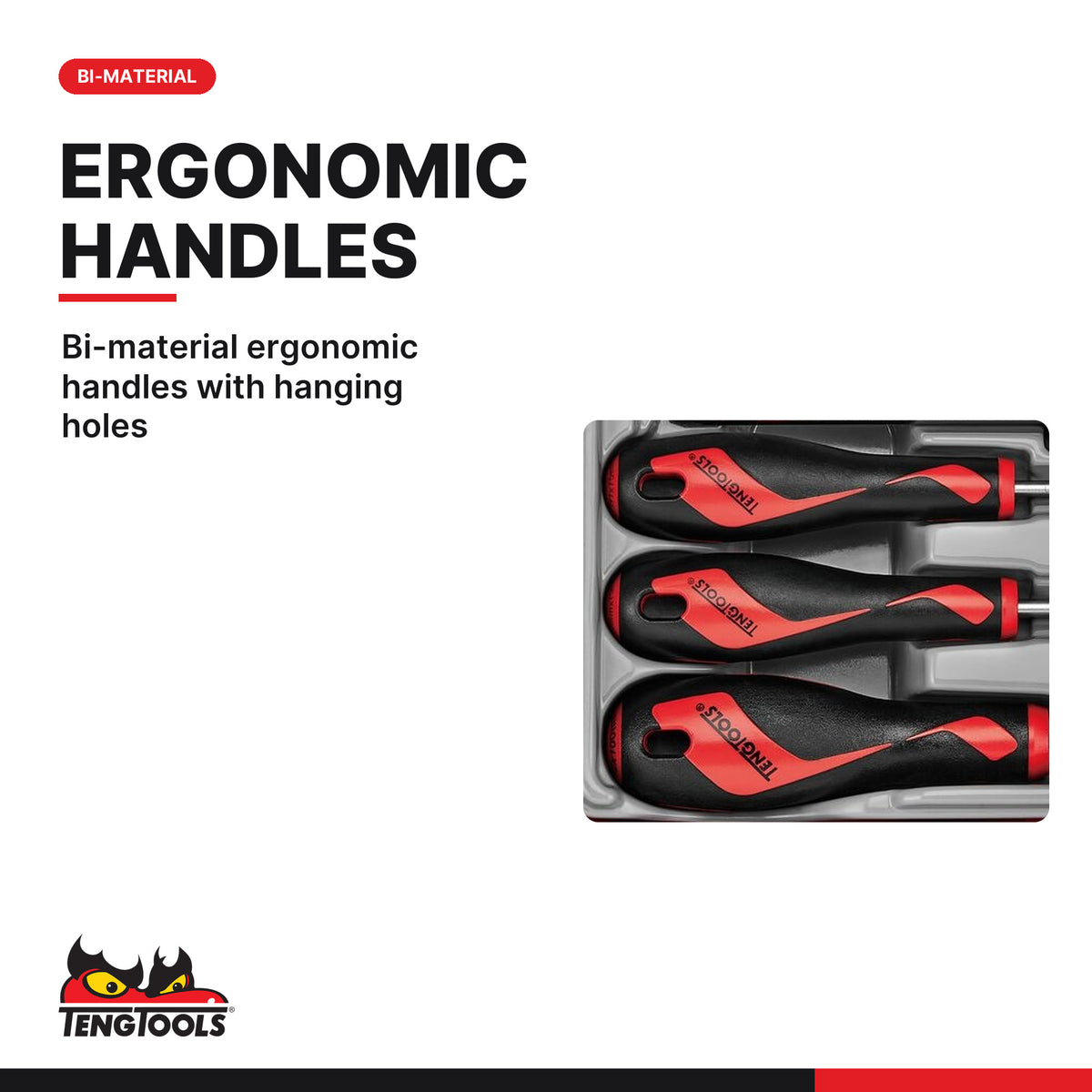 Teng Tools TT905N Screwdriver set with magnetic charger TT1 5 pieces, bi-material ergonomic handles with hanging holes