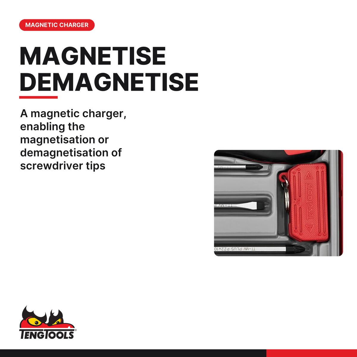 Teng Tools TT905N Screwdriver set with magnetic charger TT1 5 pieces, a magnetic charger, enabling the magnetisation or demag