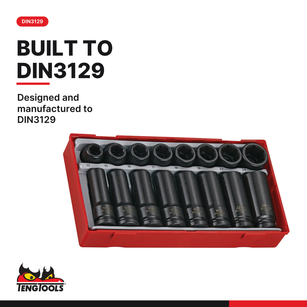 Teng Tools TT9120DN 20 Piece 1/2 Inch Drive 6 Point Shallow/Regular and, designed and manufactured to DIN3129