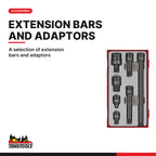Teng Tools TT9207 7 Piece 1/2 Inch Drive Adaptor, Extension and Impact, A selection of extension bars and adaptors